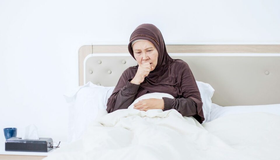 elderly muslim women sick in bed